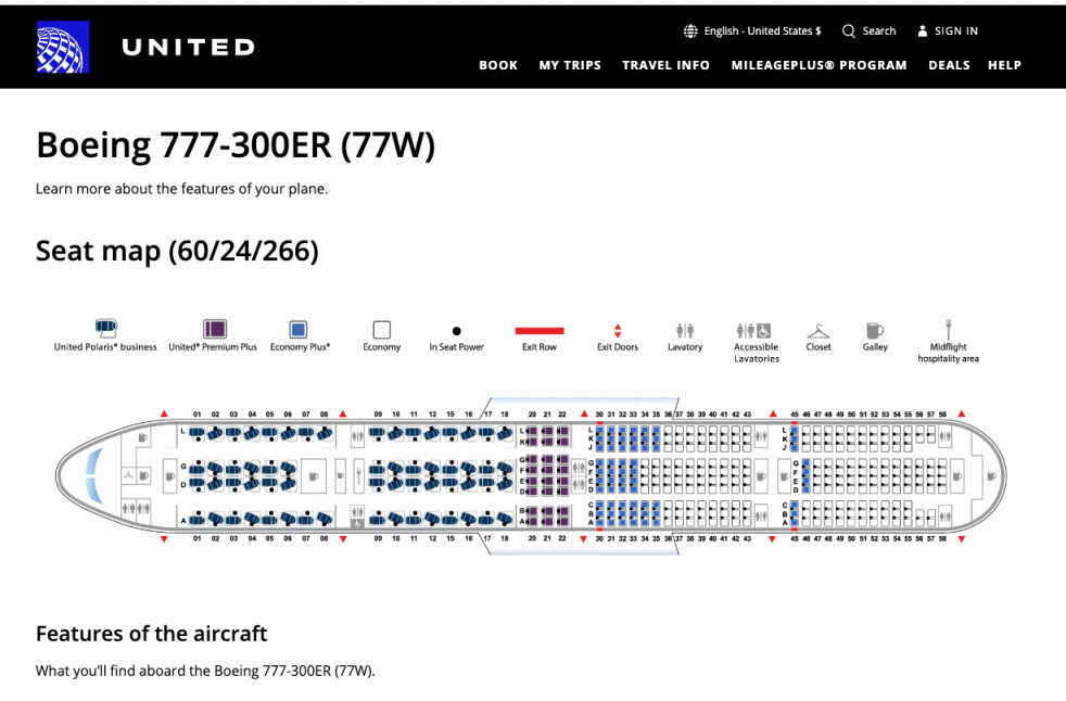 United Airlines boeing 777-300er 聯合航空座位圖